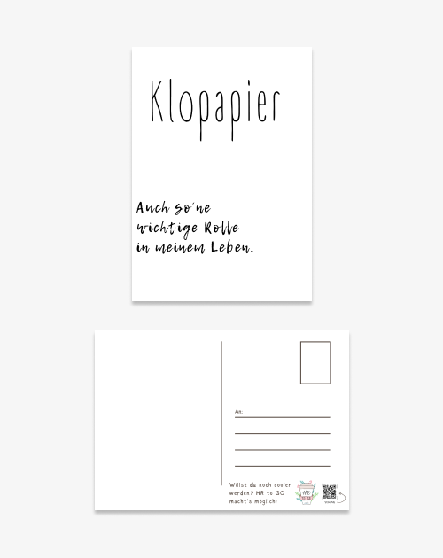 Postkarte - Klopapier. Auch so´ne wichtige Rolle in meinem Leben.